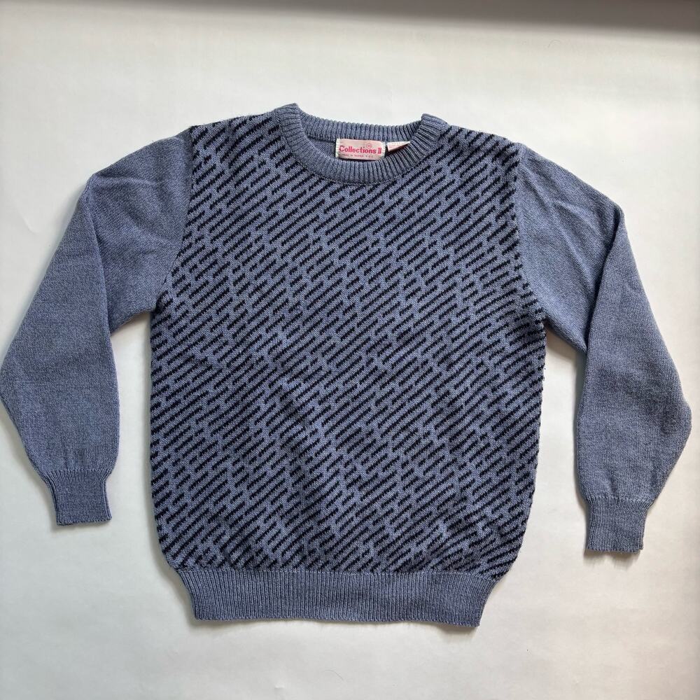 Vintage Purple Crewneck Acrylic Wool blend Sweater Womens Large Abstract 80s